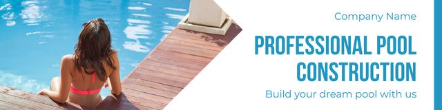 Professional Pool Construction Company Services LinkedIn Cover Design Template