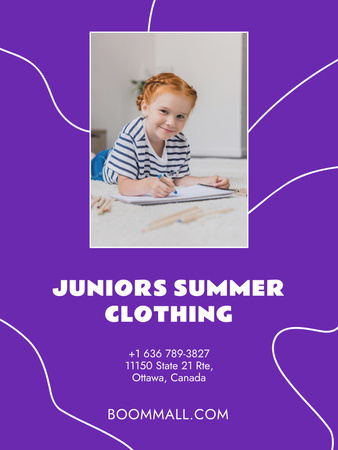 Modèle de visuel Kids Summer Clothing Sale on Purple - Poster 36x48in