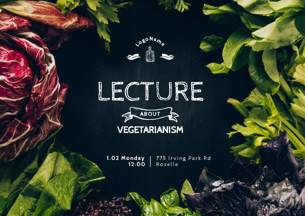 Plantilla de diseño de Lecture about Vegetarianism Poster A2 Horizontal 