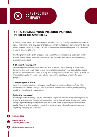 Συμβουλές για επαγγελματικό βάψιμο εσωτερικών χώρων Letterhead Πρότυπο σχεδίασης