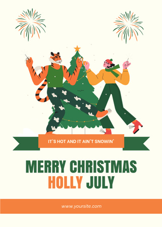 Plantilla de diseño de Christmas Advert in July with Yong Girl and Tiger Flayer 