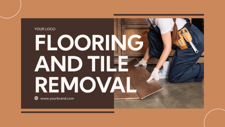 Female Handyman Working on Flooring & Tile Removal Presentation Wide Design Template