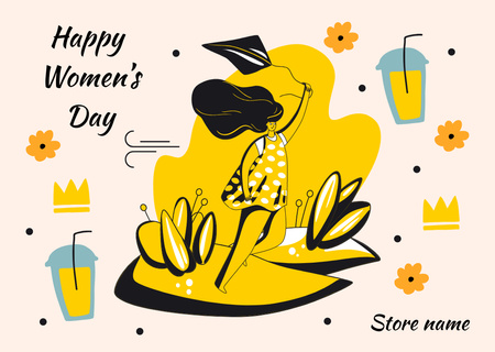 Template di design International Women's Day with Woman holding Kite Card