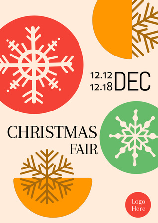 Christmas Fair Announcement Colorful Poster Design Template