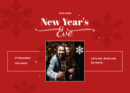 Lovely New Year's Eve Party Announcement With Champagne Flyer 5x7in Horizontal – шаблон для дизайну