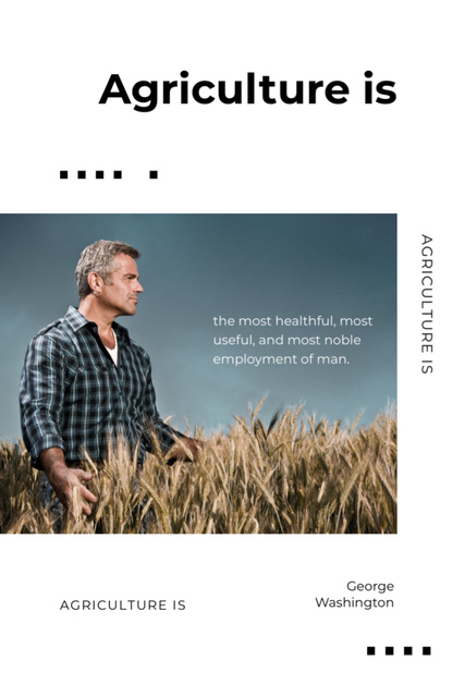 Farming Quote with Farmer in Field Postcard 4x6in Vertical Design Template