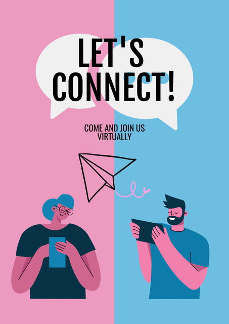 Szablon projektu Virtual Party Announcement with Man and Woman Poster