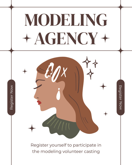 Model Agency Services  with Profile of Woman Instagram Post Vertical Design Template