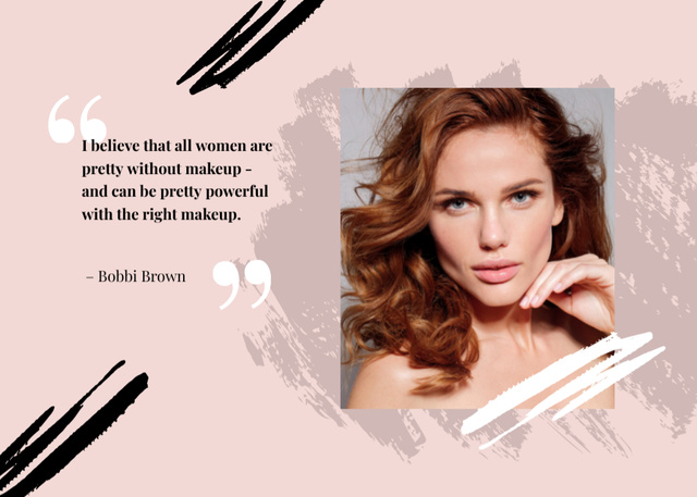 Motivational Quote About Make Up And Pretty With Abstraction Blots Postcard 5x7in Modelo de Design