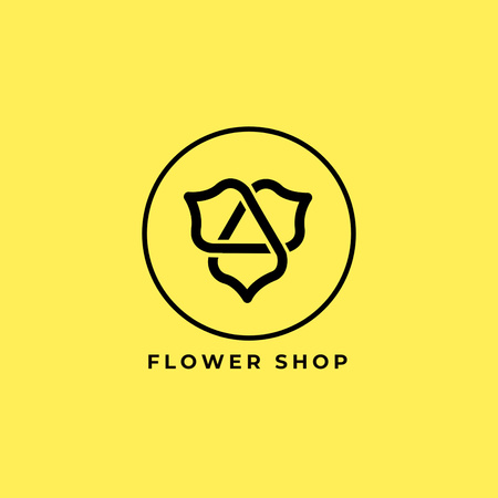 Kukkakaupan kyltti, joka pyörii keltaisena Animated Logo Design Template