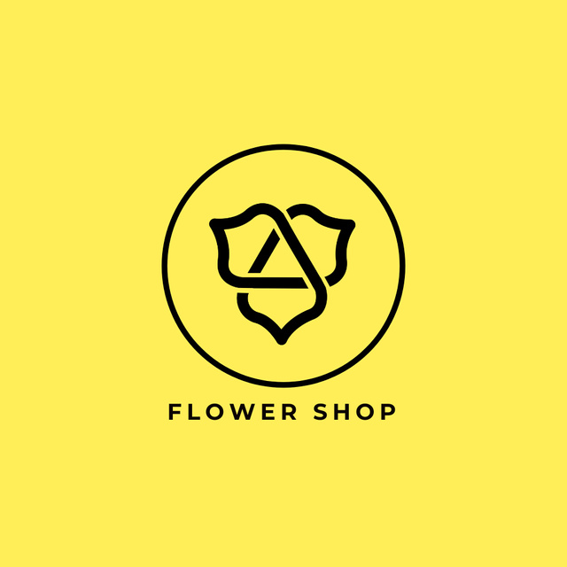 Floral Shop Sign Rotating In Yellow Animated Logo Design Template