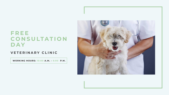Pet veterinary clinic Ad with Cute Dog FB event cover Tasarım Şablonu