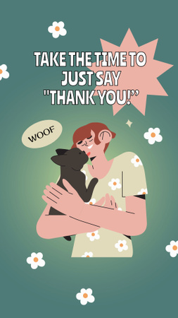 Söpö tyttö halaa rakastettua koiraansa Instagram Story Design Template