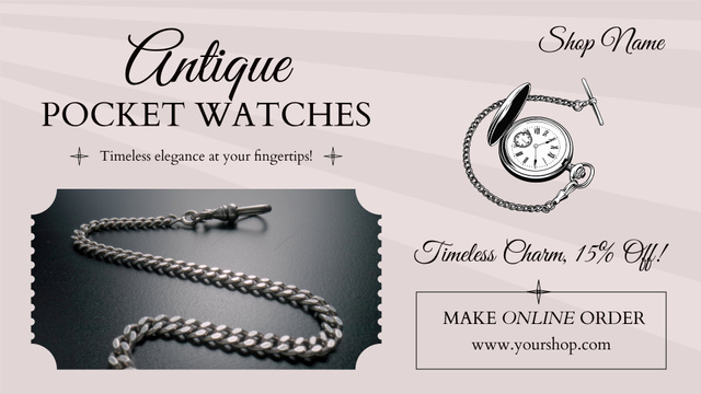 Designvorlage Antique Pocket Watches With Discount Offer für Full HD video