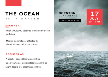 Екологічна конференція Штормові морські хвилі Postcard 5x7in – шаблон для дизайну