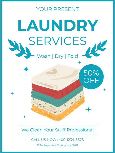 Discount on Professional Laundry Services Poster US Design Template