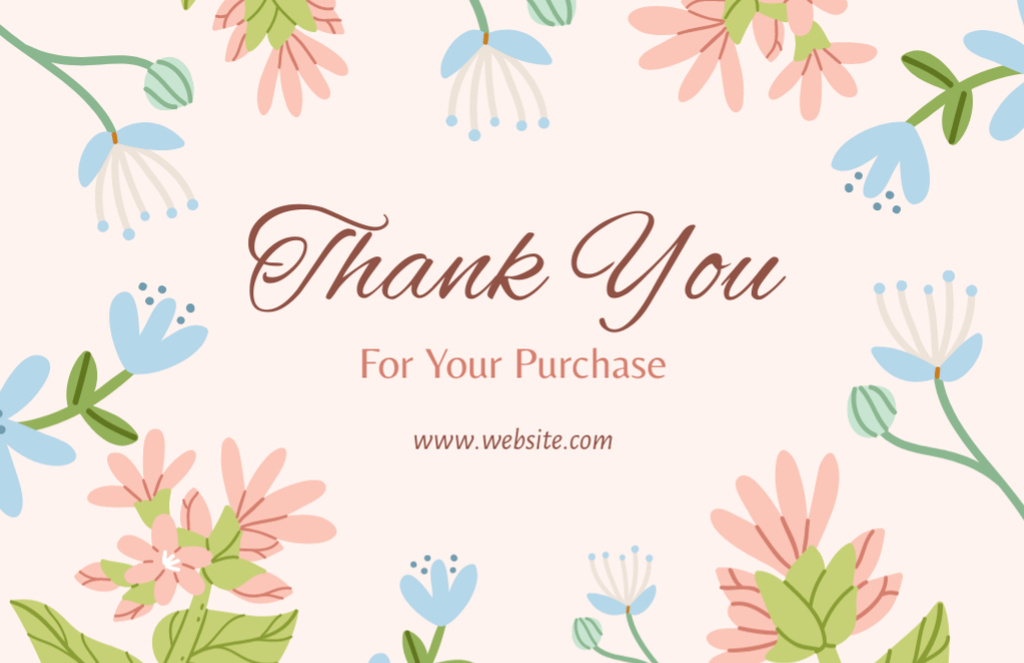 Plantilla de diseño de Thankful Phrase with Simple Flowers Thank You Card 5.5x8.5in 