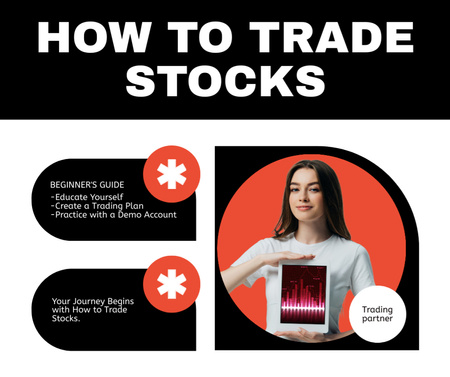 Stock Trading Guide for Beginners with Useful Information Facebook Design Template