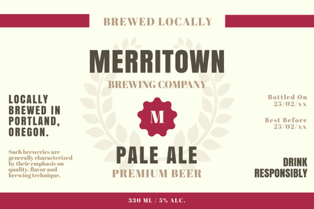 Premium Ale'yi Teşvik Eden Yerel Bira Fabrikası Label Tasarım Şablonu