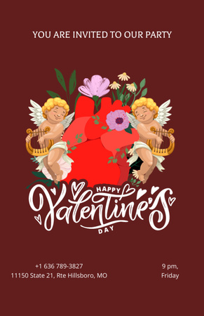 Valentine's Day with Cupids Invitation 5.5x8.5in Design Template