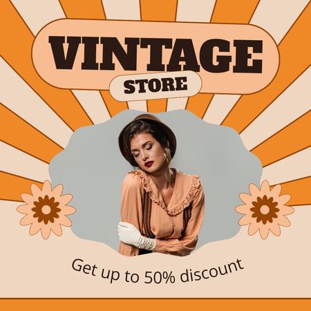 Exceptional Outfits With Discount Offer In Antique Store Instagram AD Design Template