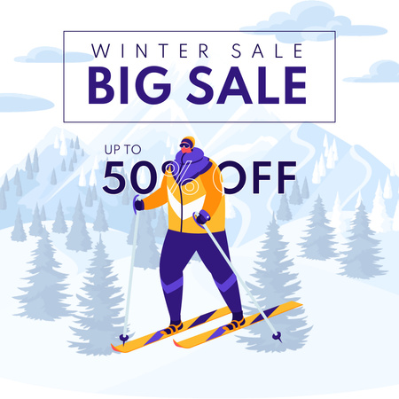 Winter Sports Wear Discount Offer Instagram AD Modelo de Design
