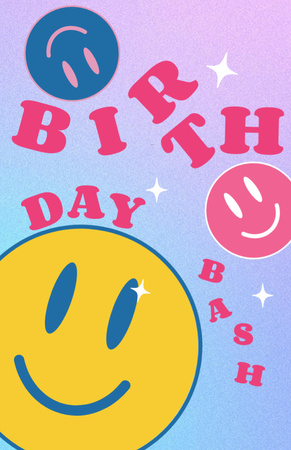 Template di design Birthday Congratulation with Yellow Smiley Flyer 5.5x8.5in