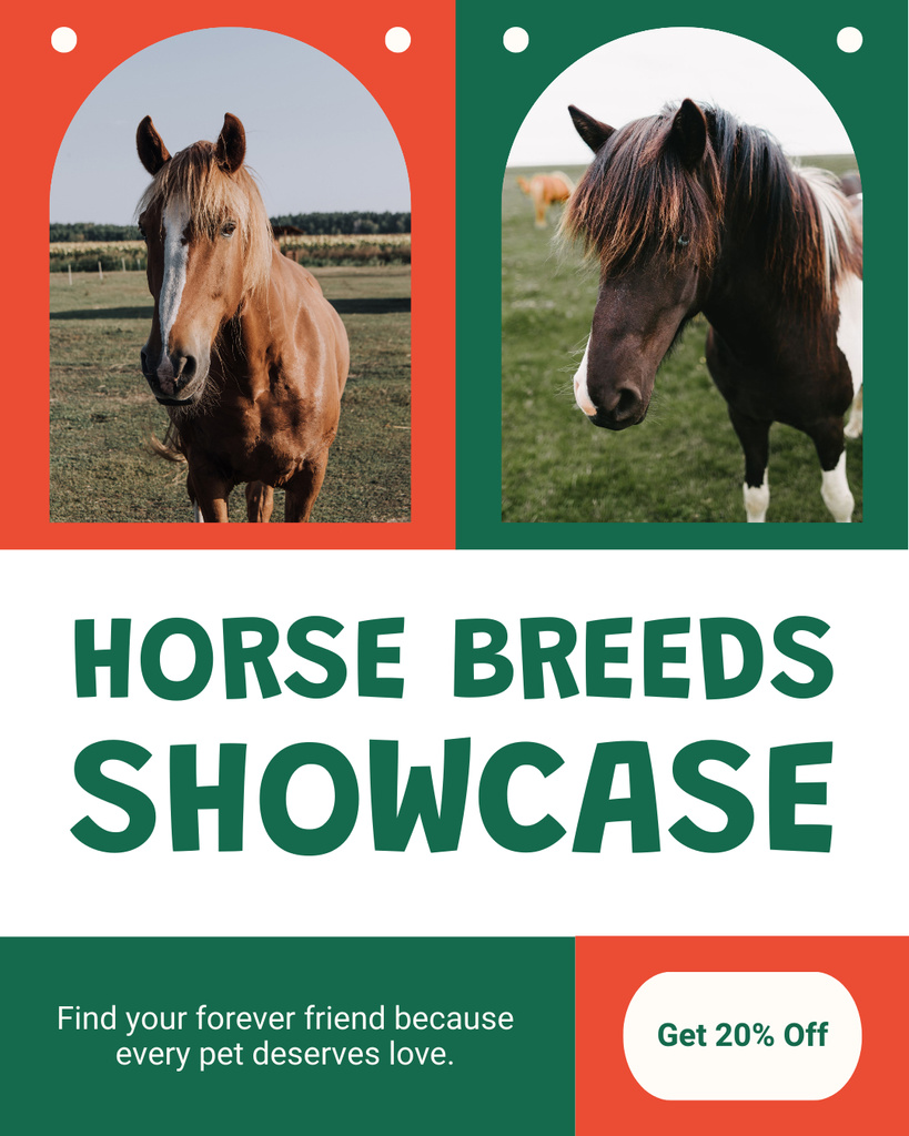 Event with Showcase of Thoroughbred Horses Instagram Post Vertical Design Template