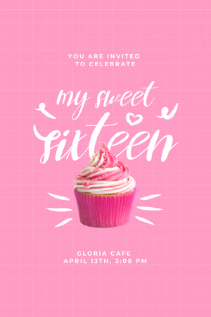 Template di design Birthday Party Announcement with Festive Cake Invitation 6x9in