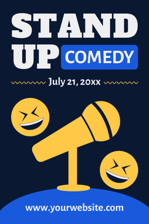 Plantilla de diseño de Show de stand-up con micrófono amarillo y emoticones Tumblr 
