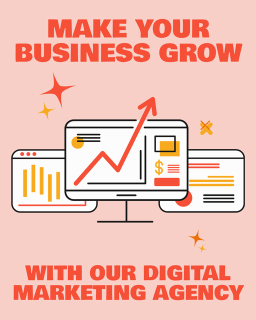Business growing with Digital Marketing Agency Services Instagram Post Vertical Tasarım Şablonu