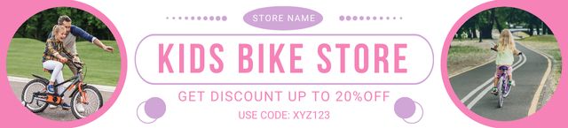 Kids Bike Store Ad on Pink Ebay Store Billboard – шаблон для дизайна