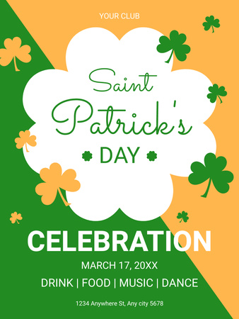 Designvorlage Ankündigung der St. Patrick's Day Party auf Grün für Poster US