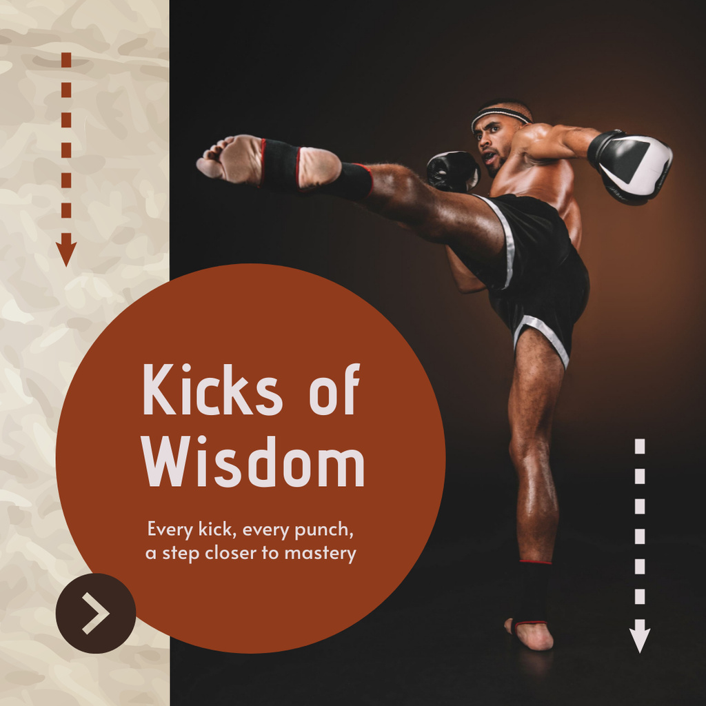 Martial Arts Classes with Boxer in Action Instagram Design Template