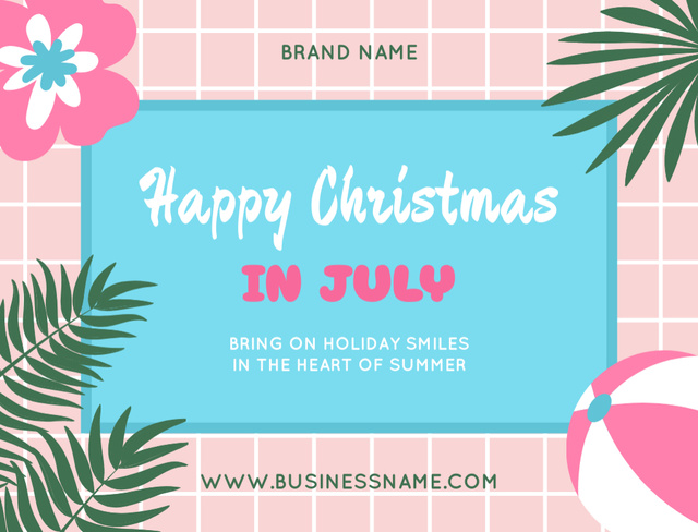 Thrilling Christmas In July Wishes With Plants Postcard 4.2x5.5in – шаблон для дизайна