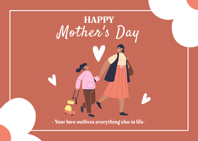 Plantilla de diseño de Mother's Day Celebration with Mom and Daughter Card 