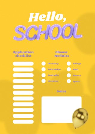 School Schedule with Golden Balloon Schedule Planner Πρότυπο σχεδίασης