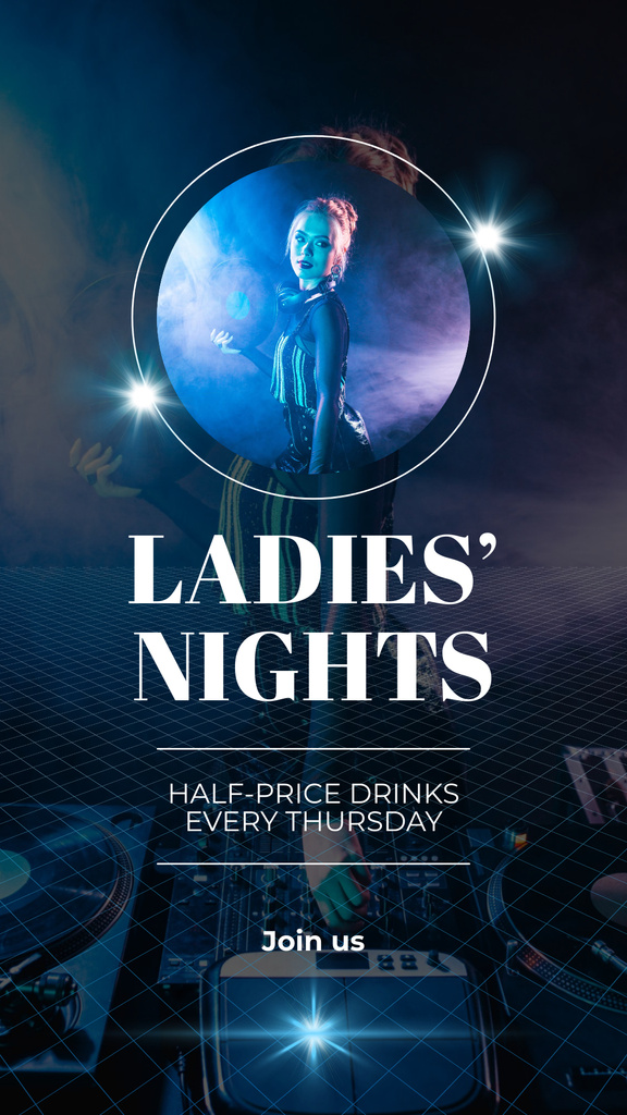Announcement of Ladies' Night with Female DJ Instagram Story Design Template