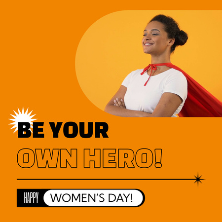 Plantilla de diseño de Woman Hero Greeting On Women's Day Animated Post 