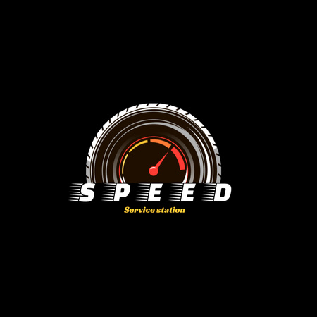 Ontwerpsjabloon van Logo 1080x1080px van Emblem with Speedometer