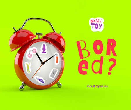 Designvorlage Funny Illustration of Sex Toys on Alarm Clock für Facebook