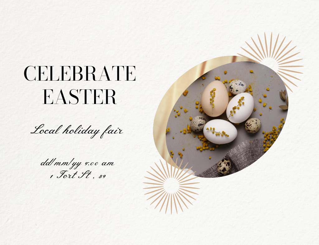 Easter Holiday Celebration Announcement Invitation 13.9x10.7cm Horizontalデザインテンプレート