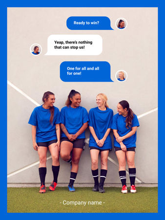 Successful Women Football Team Poster US Design Template