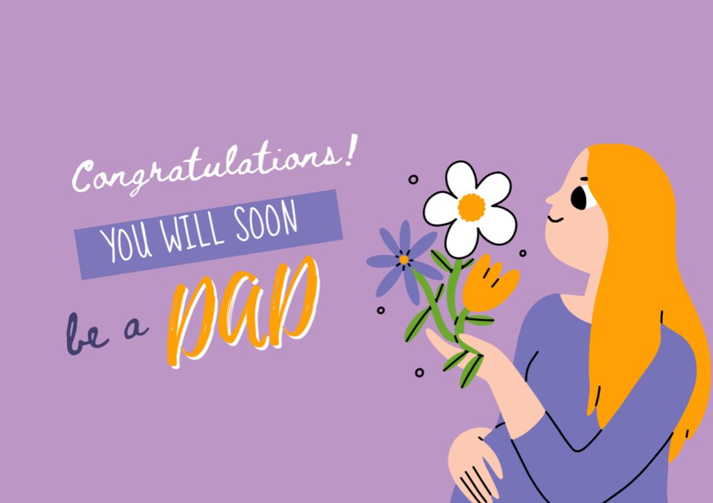 Congratulations Messages for Father to Be Postcard A5 Πρότυπο σχεδίασης