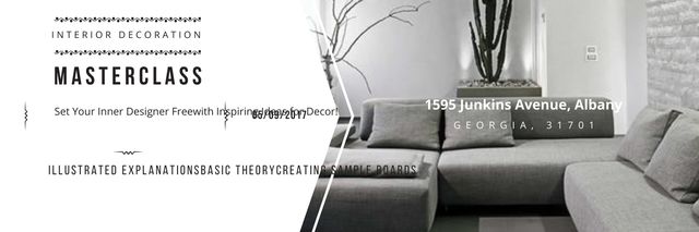 Ontwerpsjabloon van Twitter van Interior Decoration Event Announcement Sofa in Grey