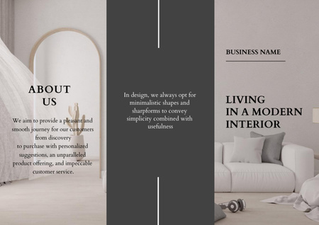 Home Decor Ad with Modern Room Interior Brochure Din Large Z-fold – шаблон для дизайна