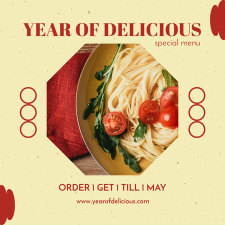 Plantilla de diseño de Offer of Spaghetti Special Menu with Tomatoes Instagram 