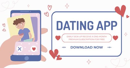 Offer to Download Dating App on Smartphone Facebook AD Design Template