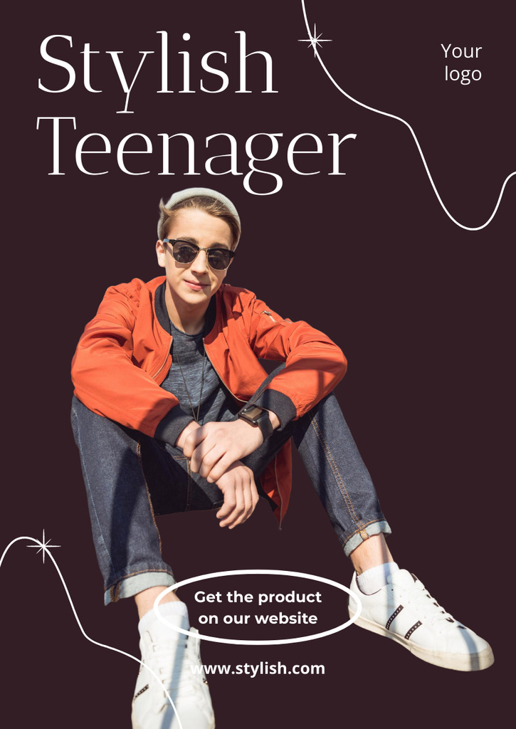 Stylish Teenager Clothes With Sunglasses Offer Poster A3 Tasarım Şablonu