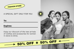 Gift Voucher Discount Offer with Stylish Young Women